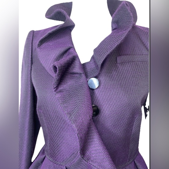 Red Valentino Purple Ruffle Jacket Blazer COAT Womens US Size 2 Made in Italy - Picture 4 of 14